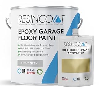 Resincoat Epoxy Garage Floor Paint – 2-Part Resin Coating for Concrete Floors – 4x Thicker & Longer Lasting Than Standard Paint – High Gloss – Easy to Mix & Apply – Made in UK - Light Grey - 1kg