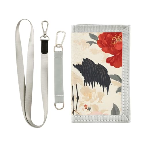 3kmlbzuk Durable Nylon Fabric Wallet for Boys and Girls - Multi-Functional with 2 Clear Pockets, Zipper Coin Compartment, 3 Card Slots & Keyring