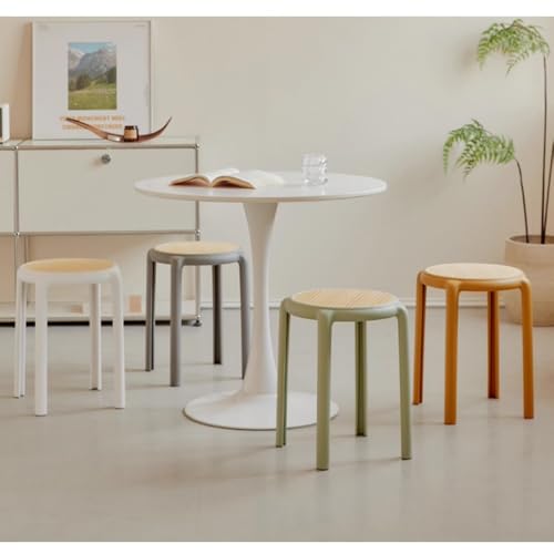 Taburetes redondos apilables de plástico ligero, taburete de cocina sin respaldo, antideslizante, 46 cm, para comedor, aula, cocina (caqui) - imagen 7