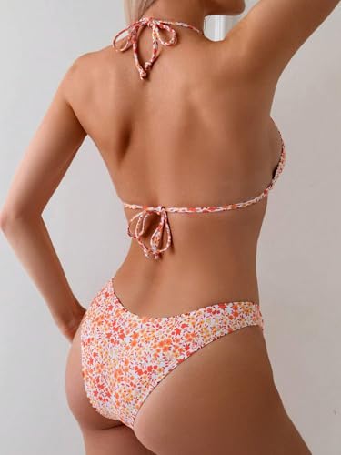 Image of ZAFUL Womens Halter Bikini Sets Triangle Bikinis High Cut Swimsuits 2 Piece Bathing Suits Sexy Swimwear