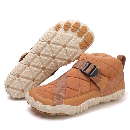 Image of Hike Winter Footwear Barefoot Boots Mens Womens, Waterproof Winter Snow Boots, Warm Ankle Booties, Wide Toe Barefoot Hiking Boots, Non-Slip Zero Drop Sole Hike Shoes for Hiking Walking Outdoor