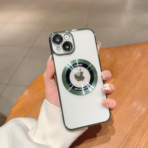 Capa compatível com iPhone 16 Pro, magnética compatível com Magsafe, protetor de câmera de lente de vidro, capas de telefone rígidas luxuosas com visualização de logotipo para iPhone 16 Pro para