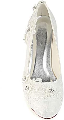 Emily Bridal Women's Wedding Shoes Closed Toe 1.57 Inches Low Heel Lace Satin Pumps with Lace Flower Sequin Bridal Shoes(EU39/8 B(M) US, Ivory) | Image 4
