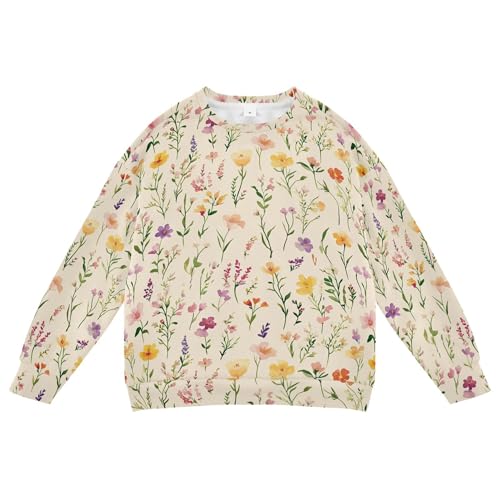 JUNZAN Summer Flowers Orchid Freesia Beige Little Girls Hoodie Sweatshirt Crewneck Kids Pullover Hoodie Sports 4T