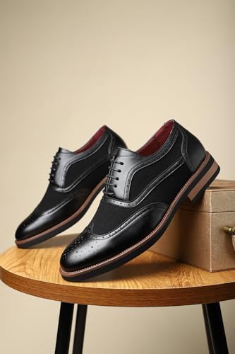 Men's Wingtip Brogue Lace Up Casual Oxfords Breathable Lace-up Pu Leather Soft Sole Dress Shoes for Business3
