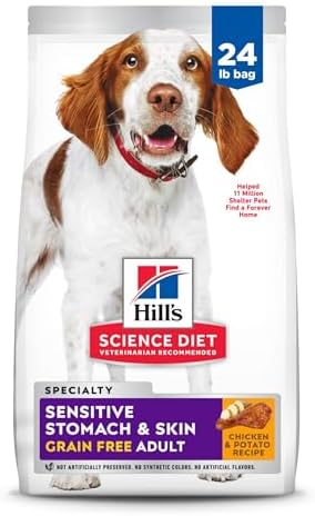Hill’s Science Diet, Grain Free Dry Dog Food, Adult, Sensitive Stomach & Skin, Chicken & Potato Recipe, 24 lb. Bag