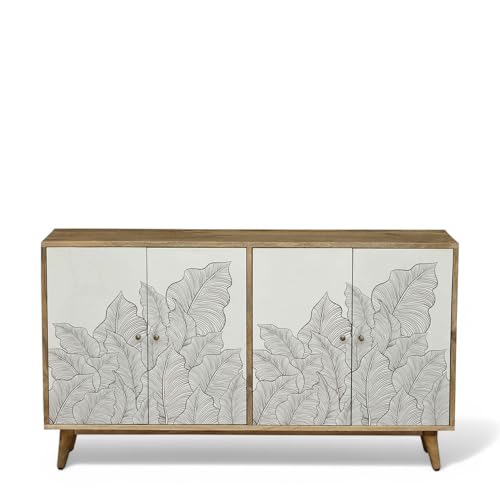 Image of Ranthambore Sideboard Cabinet | Sideboard Cabinet for Living Room | Solid Wood Sideboard | Finish- Natural and White