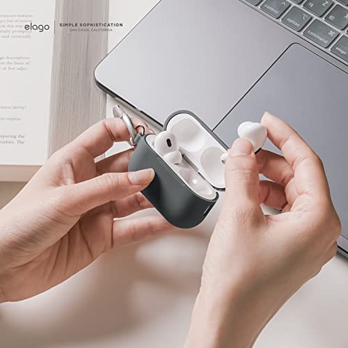 elago Silicone Case for Apple AirPods Pro 2nd Gen, Front LED Visible, Wireless Charging Compatible, Dark Grey - Image 3