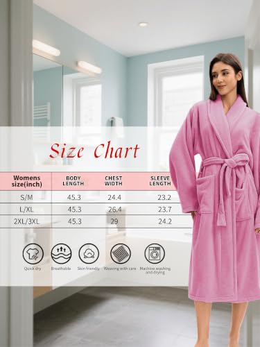 Image of Soft Robe For Women,Warm Plush Bath Robes Female,Spa Towel After Shower Lightweight Long Bathrobe