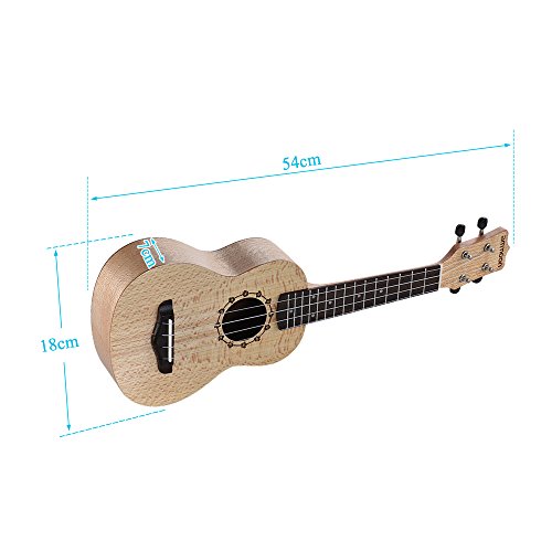 Ammo Soprano Ukelele 21 polegadas Platanus Body Rosewood Fingerd Hawaiian Guitar Ukulele Set com sin