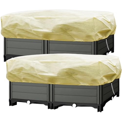 LINSOCLE 2 Stück Schutzhülle für Blumenkästen, Pflanzenschutz Winter Kübelpflanzen, Balkonpflanzen Frostschutz Schutz für Blumen, 150 x 45 x 40cm(Beige)