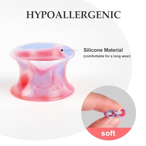 40Pcs Silicone Ear Gauges Flexible Ear Tunnels Gauges Soft Expander Stretching Ear Plugs Tunnels Colorful Double Flared Earring Piercings Jewelry for Men Women 2G-26mm3