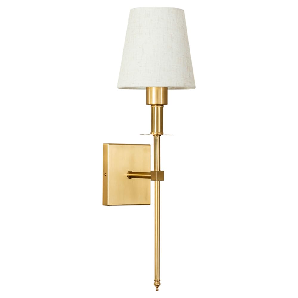 ValueLights Kincaid Rechargeable Single Easy Fit Dimmable Remote Control Wall Light with Shade in Metallic Gold