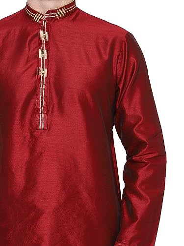 Image of ITOS365 Men's Tunic Art Silk Kurta Pajama and Scarf Suit Set Indian Clothing Wedding Party Dress Gifts Items