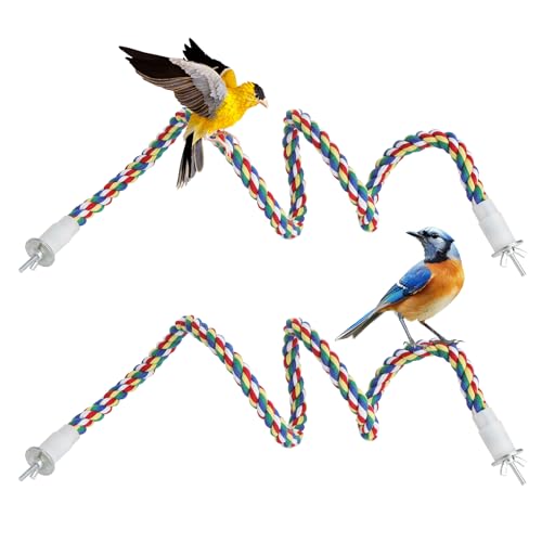 JYYWTSI 2 Perchoirs Perroquet, 80 cm Perchoir Flexible pour Cage à Oiseaux, Barre en Coton Antidérapant avec Âme Métallique et Fixations, Accessoire pour...