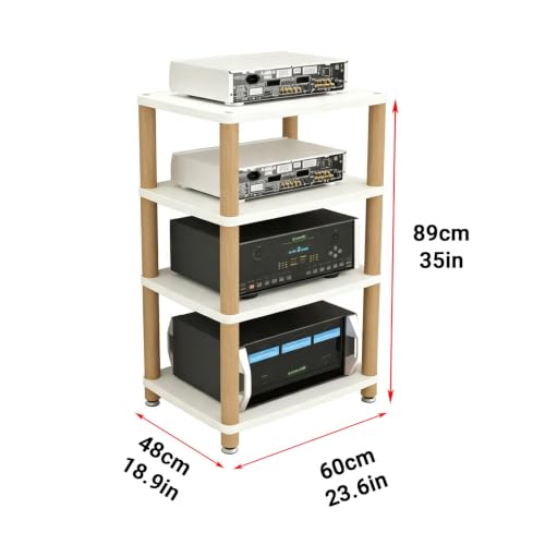 Rack AV de madera maciza Type C: mueble para amplificador con estantería de 4 capas 8