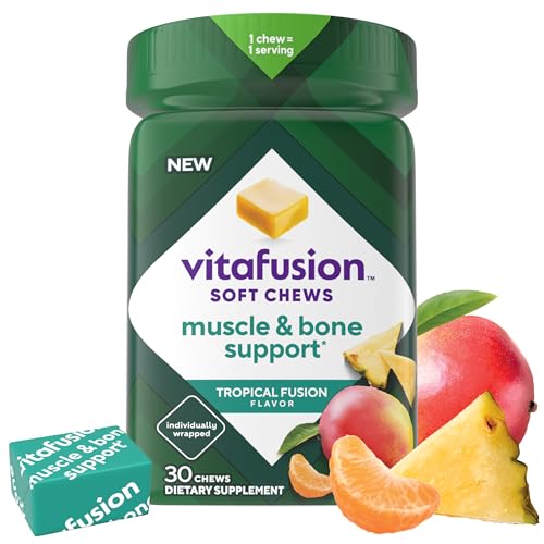 Vitafusion Soft Chews Muscle & Bone Support (1), Adult Chewable Vitamin D for Bone & Muscle Support, Individually Wrapped, Tropical Fusion Flavor, 30 Chews, 30 Day Supply - image 1