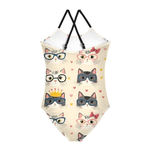 Spectacled Cat Girls One Piece Swimsuits Quick Dry Beach Swimwear Bathing Suit2