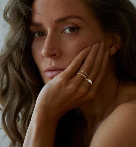 iF YOU Gold Rings for Women Non Tarnish, Dainty 14K Gold Plated Stackable Cubic Zirconia Knuckle Ring Set, Trendy Statement Promise Wedding Bands Stacking Engagement Rings Size 6 7 8 9 102