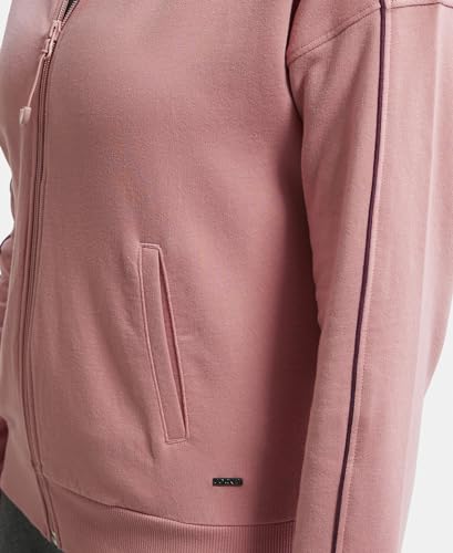 Image of Jockey A111 Women Super Combed Cotton French Terry Drop Shoulder Styled Jacket with Ribbed Cuff and Hem