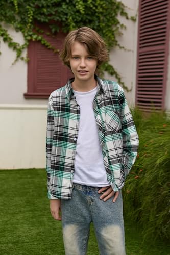 Image of Betusline Boy and Men Button Down Plaid Shirt | Soft,Breathable and Comfortable Fabric