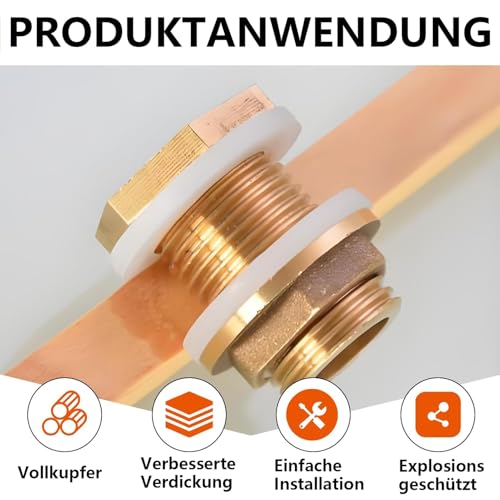 QZKJQDD 4 Stück Flansch Sechskant Sicherungsmuttern, Flanschmutter 3/4 Zoll Mutter, Innengewinde Messing Sechskantmutte, für Wasserhahn, Waschbecken, Flanschmutter Sanitärarmaturen Zubehör