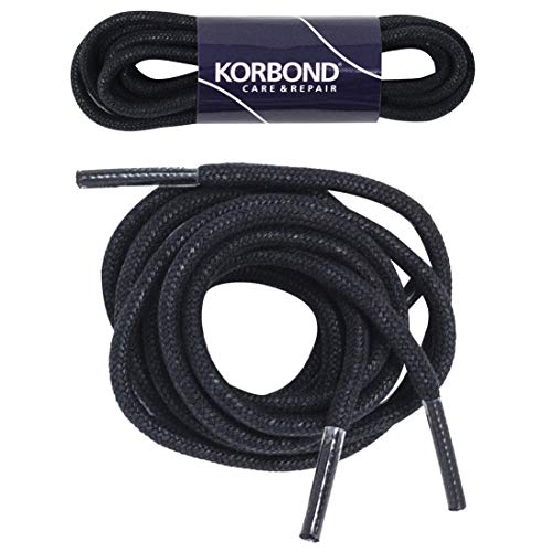 Korbond Waxed Shoe Laces 75cm (Black) – For Trainers, Football, Rugby, Running Shoes, Hiking Boots, and More, Cordones de Zapatos Unisex Adulto