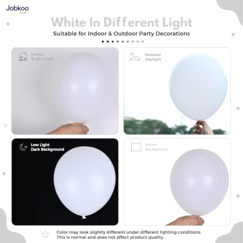 Image of Jobkoo White Balloons 50Pcs 12 Inch Wedding Bridal Engagement Latex Balloon