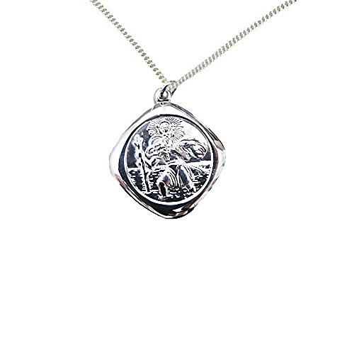 Austral Jewellery Ltd - 925 colgante de plata esterlina St Christopher reversible con Cadena - Caja de Regalo