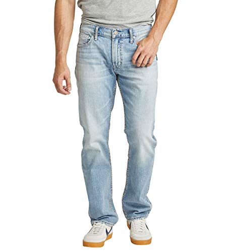 Silver Jeans Co. Men's Allan Classic Fit Straight Leg Jeans, Medium Light Indigo, 42W X 32L