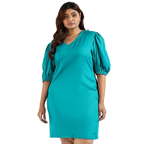 Image of Instafab Plus Women's Multicolour Printed Midi Length Short Sleeve Regular Fit Wrap Dress for Casual Wear | Modern Clothing Dress Crafted with Comfort Fit for Everyday Wear, 3XL