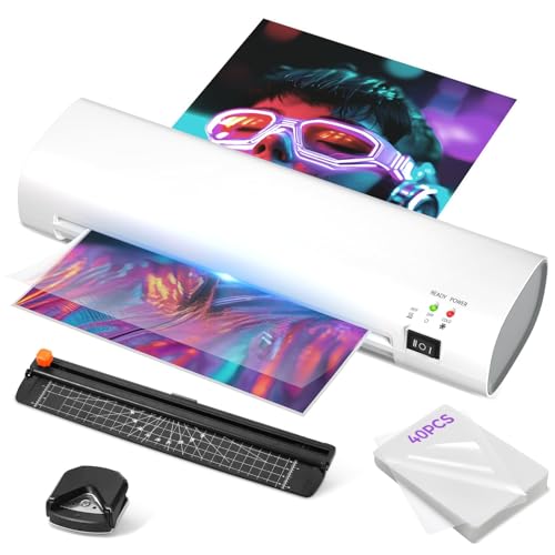 9-Inch-Portable-Laminator-Machine-with-Anti-Jam-Tech-All-in-One-A4-Thermal-Laminator-wTrimmer-Corner-Rounder-for-Home-Office-School-Business-40-Sheets-IncludedWhite 9 Inch Portable Laminator Machine with Anti-Jam Tech, All-in-One A4 Thermal Laminator w/Trimmer & Corner Rounder for Home, Office, School, Business, 40 Sheets Included(White) - Image 1