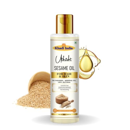 Image of Khadi Sesame Oil For Skin & Hair 100ml | Pure & Natural Oil for Hair Growth & Nourishing Skincare | Non Sticky, Paraben & Mineral Oil Free | For All Hair Types | Daily Use for Men & Women