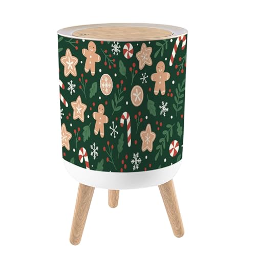 VETEB Trash Can with Lid Gingerbread Seamless Festive Cookies Candies