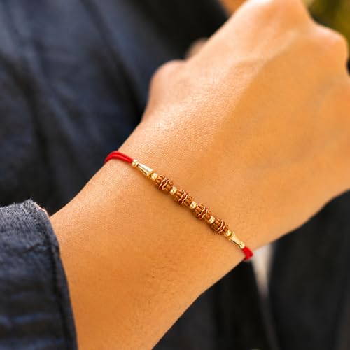 Image of Peora Rakhshabandhan Thread Rakhi for Brother Bhaiya | Crystals & Kundan Studded | Combo, Set of 3 | Rakhi Hamper with Roli Chawal & Greeting Card