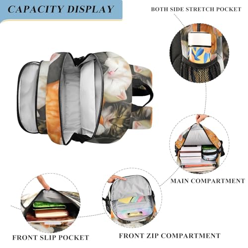 DOMIKING Cats Cats White Black Kids Backpack for Boys Girls School Backpack for Preschool Middle School Laptop Backpacks Bookbag for Toddler Men Women Travel4