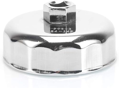 Esoldnic 84mm 14 Flutes Oil Filter Socket Oil Filter Cap Wrench Tool Universal Chrome Plated Steel Oil Filter Removal Tool Compatible with Mercedes Dodge and Jeep 3.0L Diesel Engines