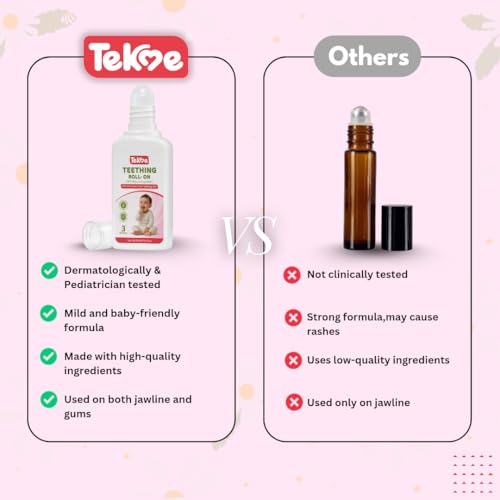 Image of Tekme Baby Teething Roll On | Natural Teething /Soothing for 3 Months+ Babies | Dermatologically & Pediatrician Tested | 100% Ayurvedic with Chamomile, Lavender, Almond & Calendula Oils | Natural Herbal Formula (10ml)