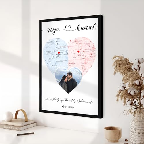 Image of Ritwika's Personalized Picture Frame - Customize Your Photo, Name, Message, Place And Song | For Couples and Friends | In Two Size 9.5 x 13.5 and 13.5 x 19.5 Inch, Set of 1
