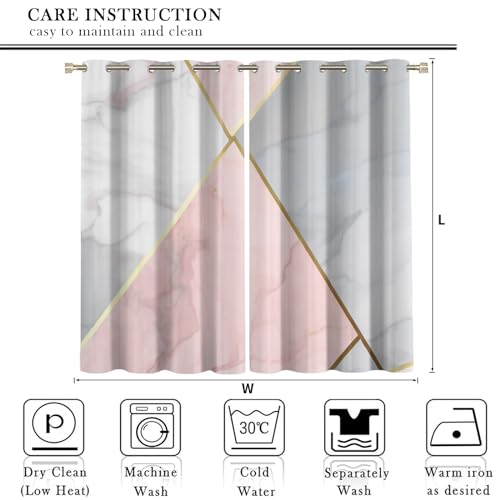 Blackout Curtains For Bedroom For Living Room Eyelet Window Treatments Grey Pink Geometric Art 3D Printing Pattern, Super Soft Thermal Insulated Kids Nursery Ring Top Curtains 264X214Cm 2 Panels - Image 5