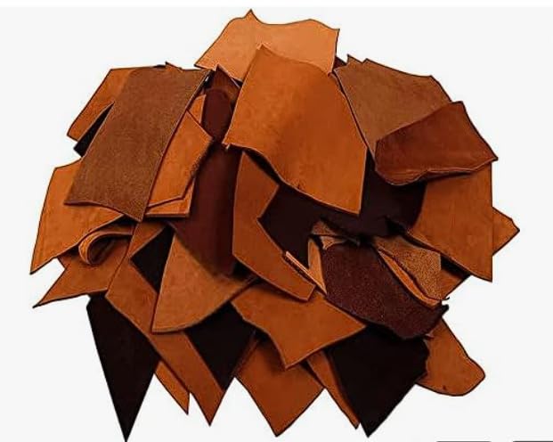BOVINE Leather Scrap 300 Grams 3-5 Pcs Tan & Black Leather Approx 3 feet 1.3-2.0MM Thick Top Full Grain Genuine Oil Crazy Horse & Analine Sheets for Small Handmade Accessories