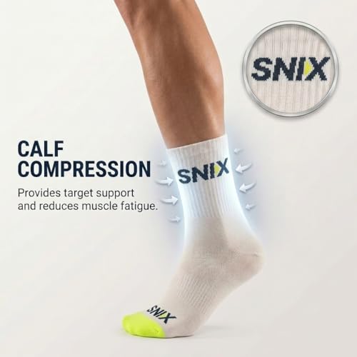 Image of SNIX Sportswear Athletic Ankle Socks, Men, White with Colour Accent, Cotton Blend