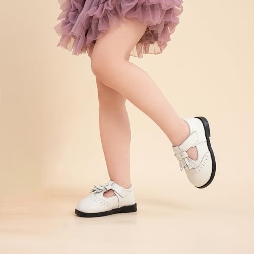 WUIWUIYU Baby Toddler Girls Leather Oxfords Tassel T-Strap Mary Jane Dress Shoes Fringe Soft Flats Wedding Party Casual Walking School Shoes4