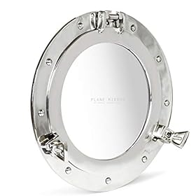 Nagina International Metal Crafted Nickel Plated Aluminum Porthole Bathroom Decor Mirror (12 Inches)