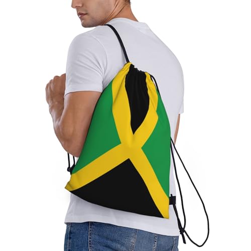 Flag Of Jamaica Print Drawstring Backpack Sport Bag Sack Cinch Bags,Sports Gym Bag For Women Men,For Travel,Swimming3