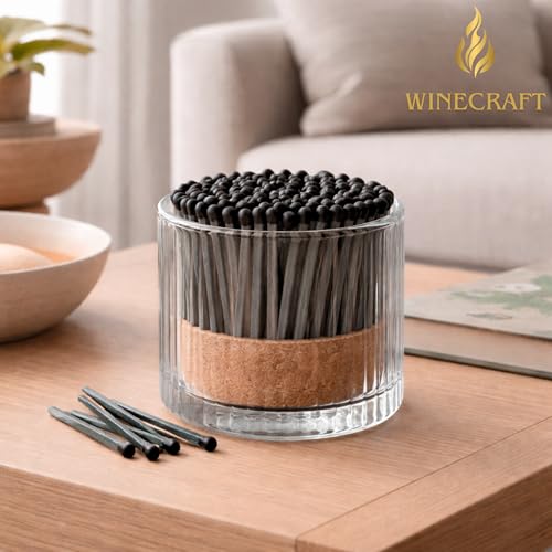 Image of 150 Count | 2 inch All Black ON Black Stick Matches | Strikers Included | Color Tip Wooden Match | Refill for Matchstick Jars, Candle Display, Holders & Bottles | 2 in inches Long