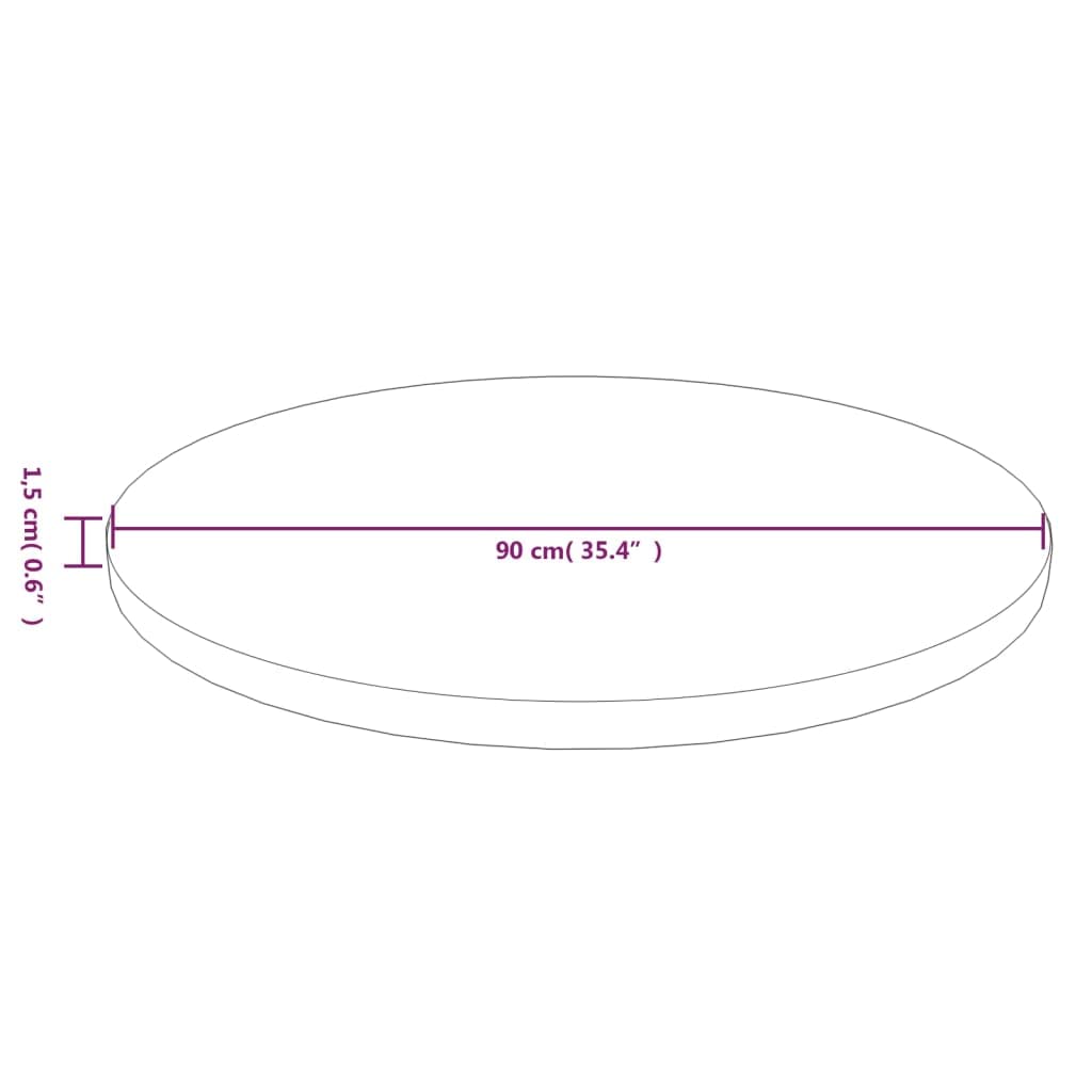 Dessus de table rond Marron clair Ø90x1,5 cm Bois chêne traité