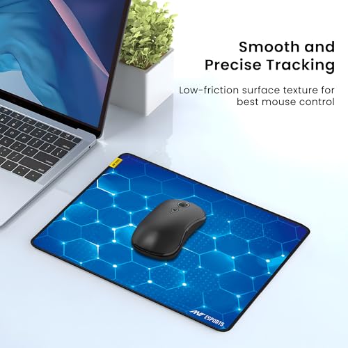 Image of Ant Esports Hexa Mouse Pad 260X210X3mm Anti-fray Stitching, Waterproof Surface & Non-Slip Rubber Base Stitched Edges Gaming Mouse Mat for Laptop, Compatible with Laser and Optical Mice - Blue Hexagon