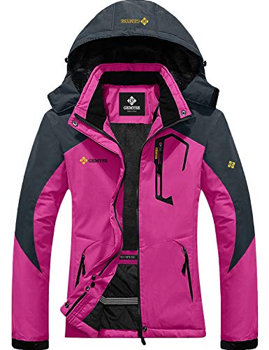 GEMYSE Women's Mountain Waterproof Ski Snow Jacket Winter Windproof Rain Jacket (Rose Red, Large)