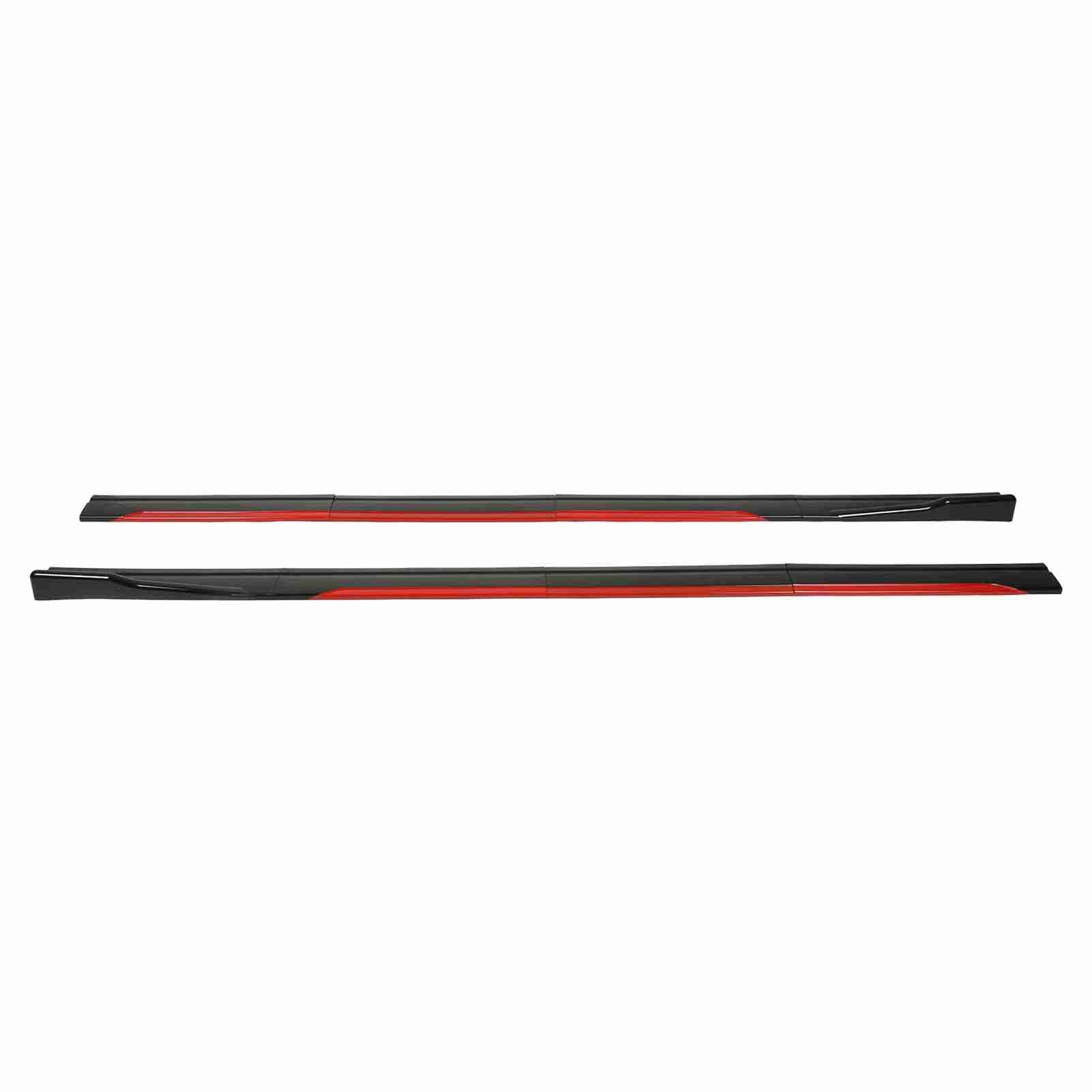 Faldón Lateral con Diseño de Carrocería de Coche con Ala Difusora de Divisores, Borde Rojo Negro Brillante, Ajuste Universal para. y